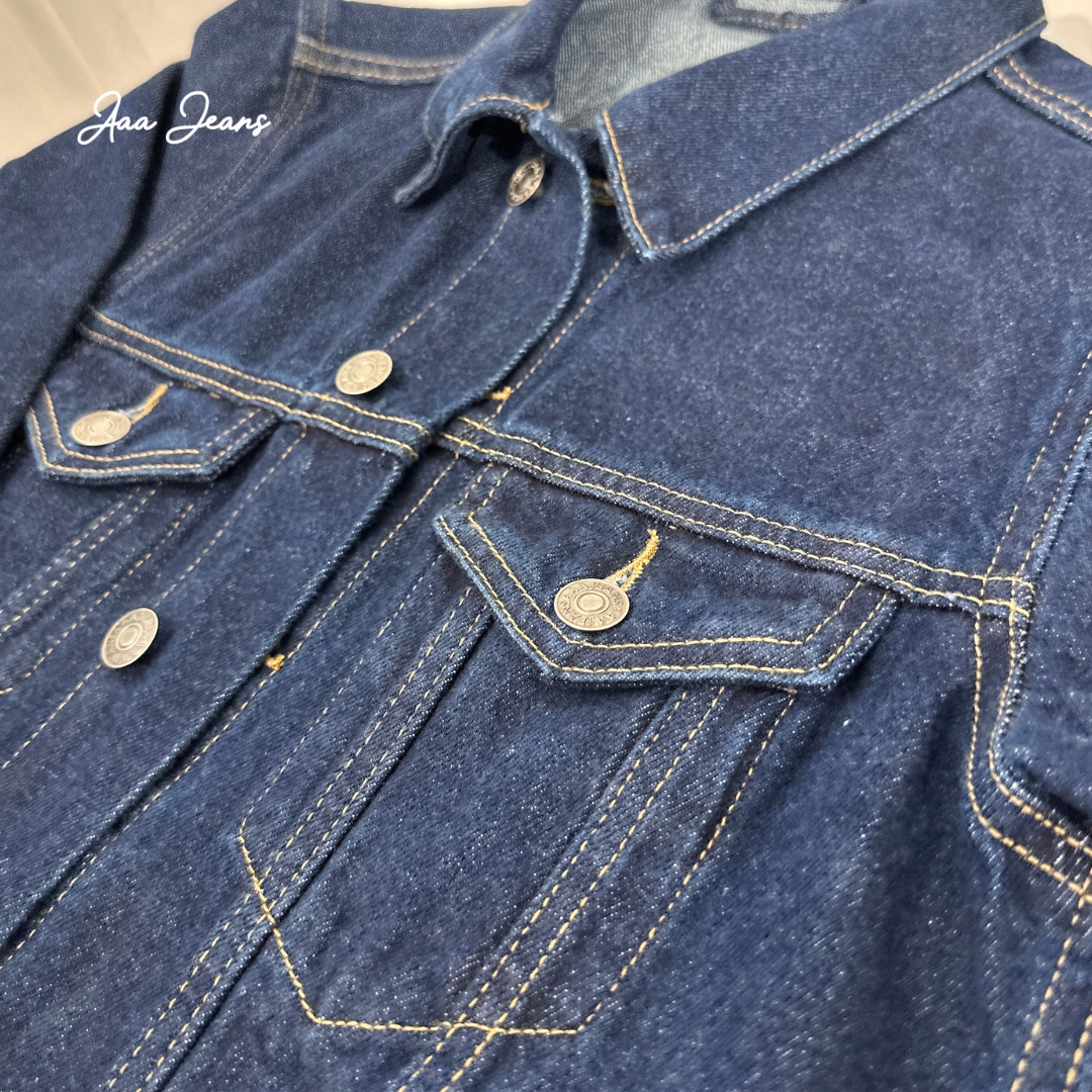 Áo Khoác Jean Nữ Trơn Màu Xanh Đậm Nhạt Aaa Jeans