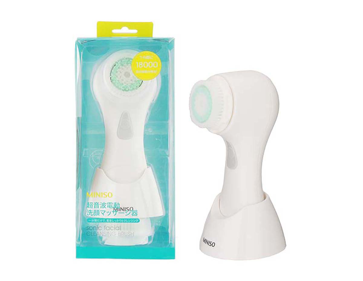 Máy rửa mặt Nhật Bản chạy pin sóng âm MINISO SONIC FACIAL CLEANSING BRUSH làm sạch sâu đến tận lỗ chân lông với chuyển động 1800 xung động phút MNS061 | Máy