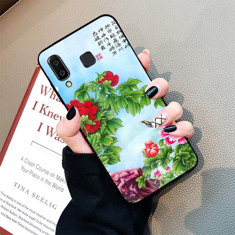 Ốp kính cường lực cho điện thoại Samsung Galaxy A10/M10 - mẫu đơn MS MAUDON032