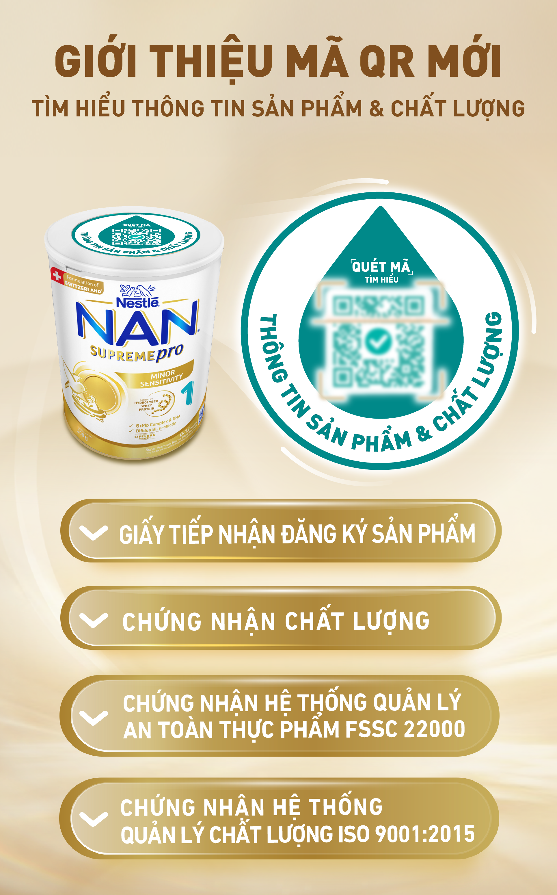 Sữa bột Nestlé NAN SUPREMEPRO 1 400g nhập khẩu Đức với 5HMO & đạm Gentle Optipro ( Dành cho trẻ từ 0 - 12 tháng tuổi)
