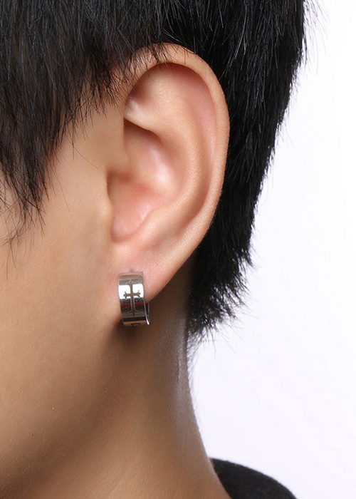 Bông tai thánh giá BT382, khuyên tai thánh giá nam nữ cá tính thời trang oppa Hàn Quốc