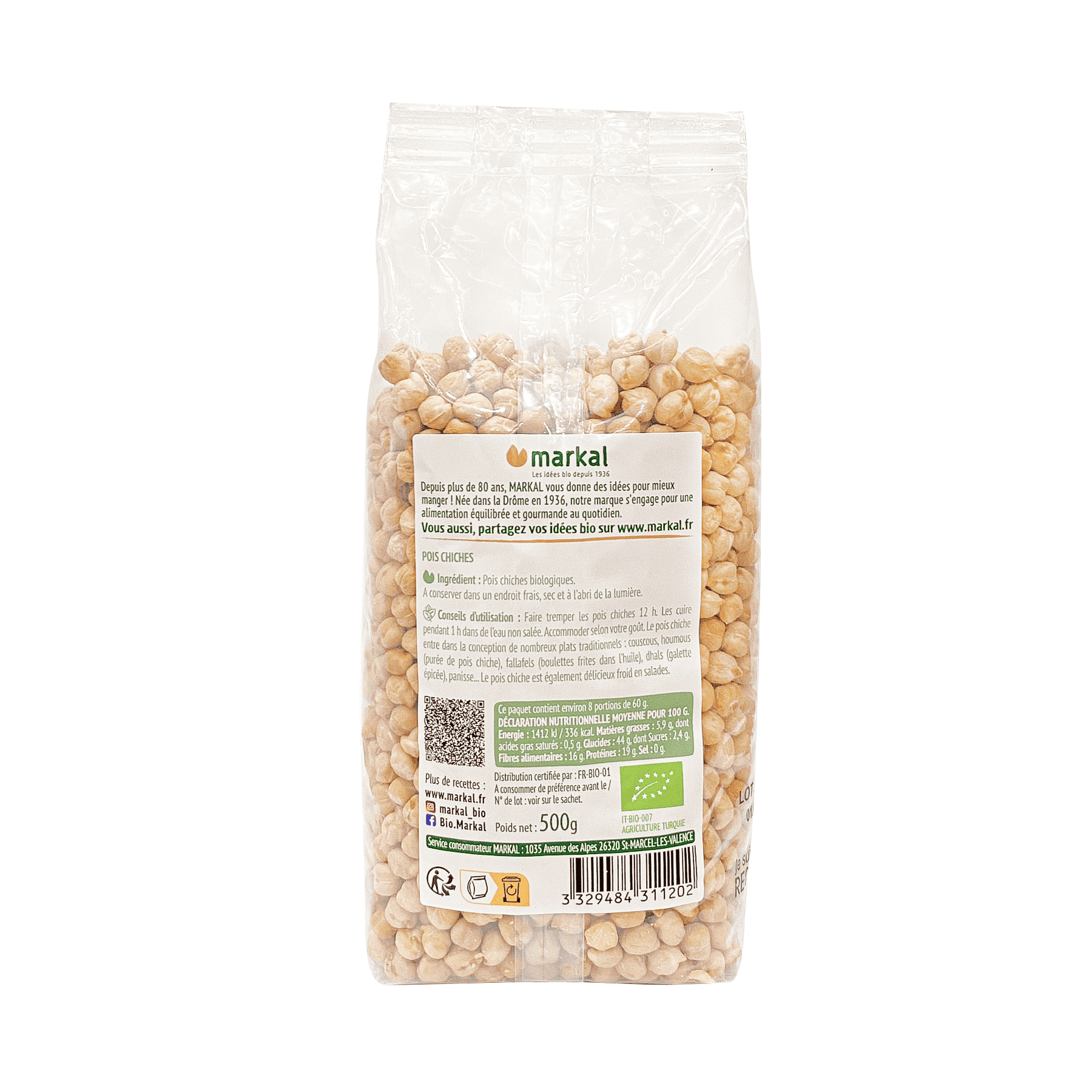 Đậu Gà Hữu Cơ Markal 500g (Mẫu mới)