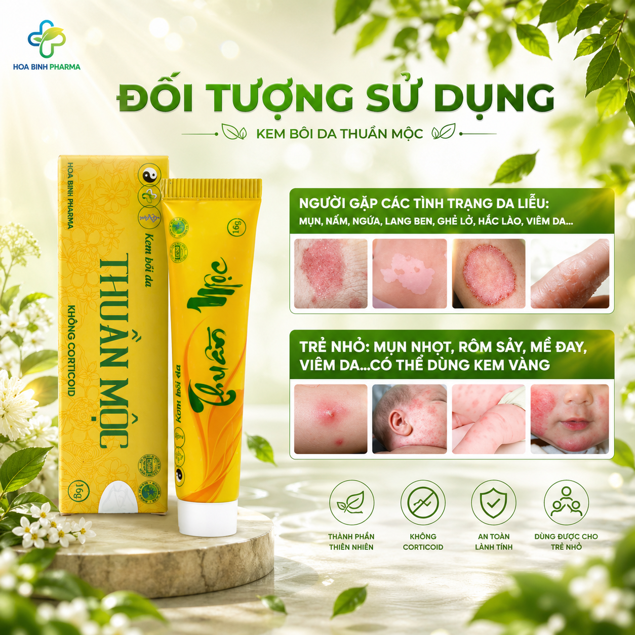 Kem bôi da thuần mộc Thanh Mộc Hương chàm sữa nấm da đầu vảy nến an toàn cho trẻ đến mẹ bầu 16g