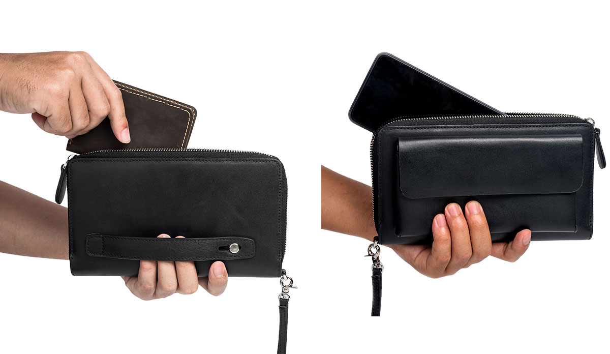 Ví dài cầm tay da bò Mill cao cấp Bụi Leather C107 - Bảo hành 12 tháng