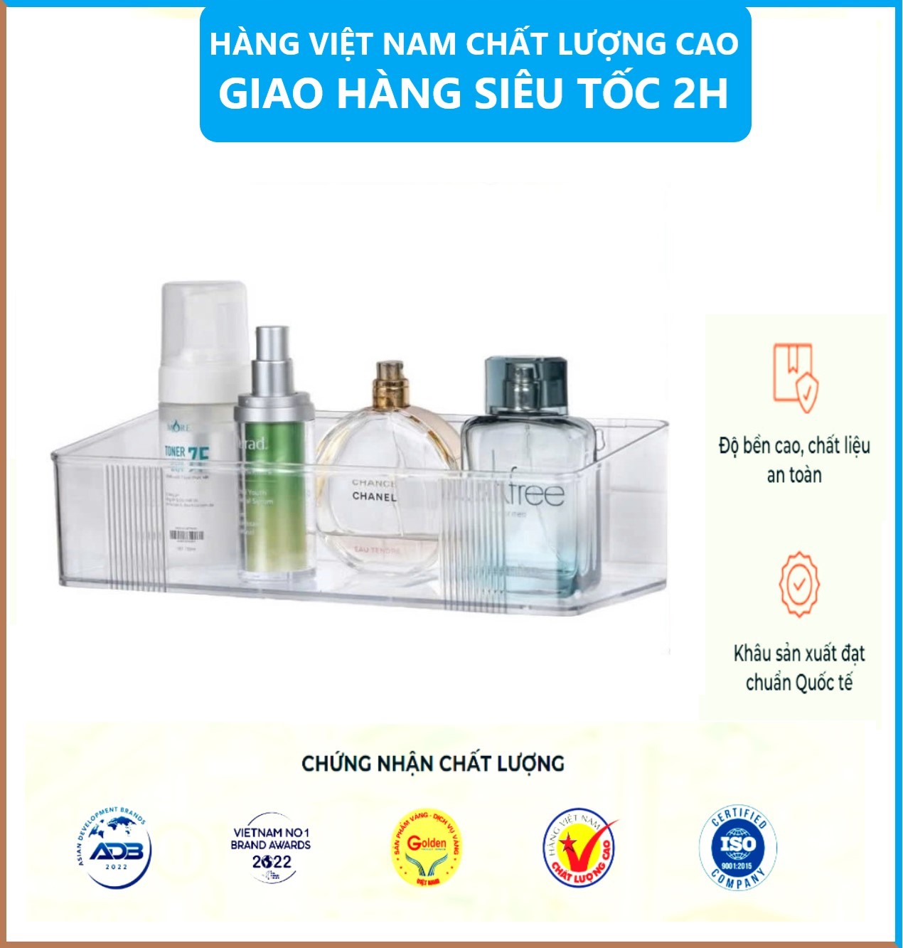 Khay dán tường trong HOKORI nhựa VIỆT NHẬT cao cấp - Đựng gia vị, đồ phòng tắm, khách, ngủ - Hàng Việt Nam