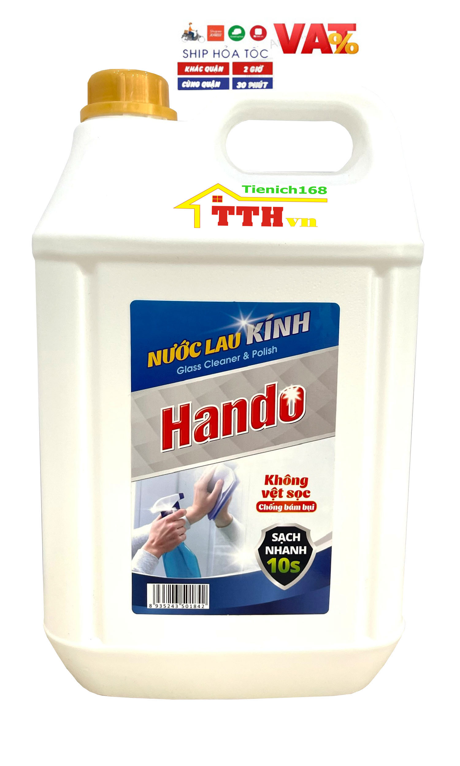 Nước lau kính siêu sạch an toàn Hando 5L hương bạc hà