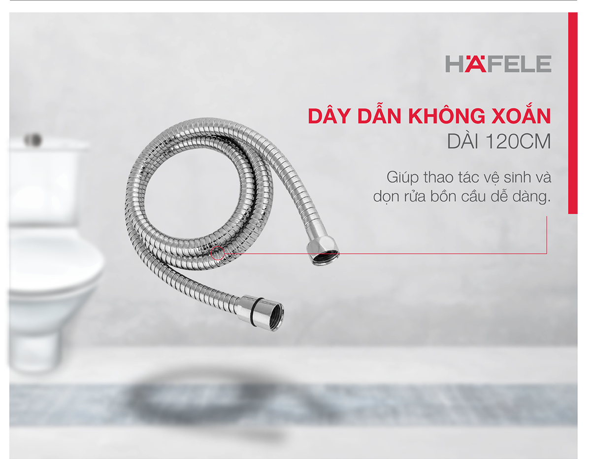 Vòi xịt vệ sinh có giá đỡ và dây cấp Chiba Hafele 589.34.920 (Hàng chính hãng)