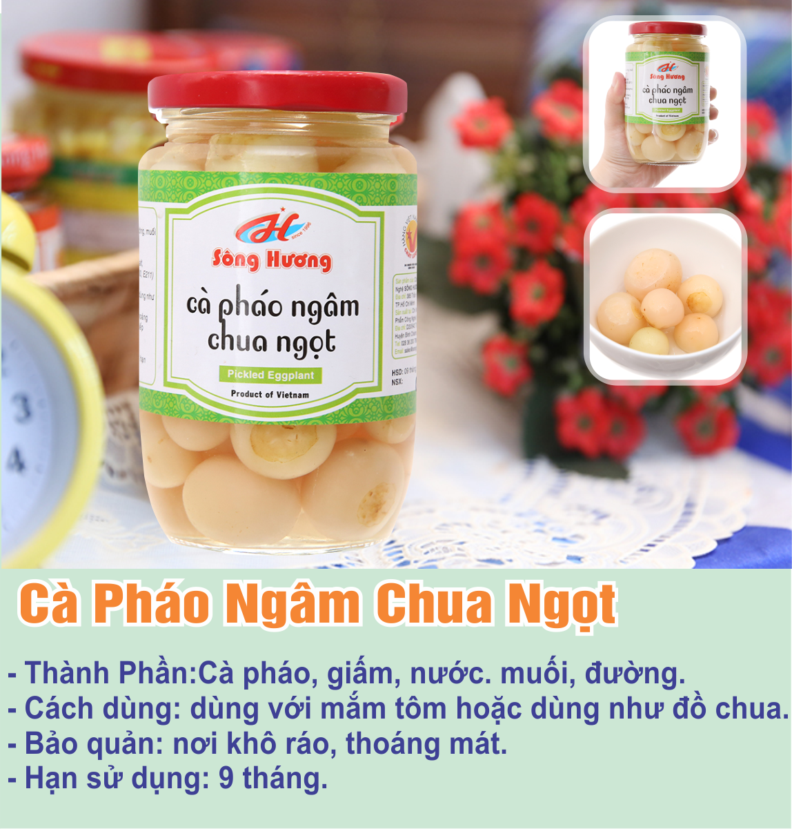 combo 1 hũ cà pháo ngâm chua ngọt 370g + 1 hũ ớt tươi xay 390g sông hương foods 1