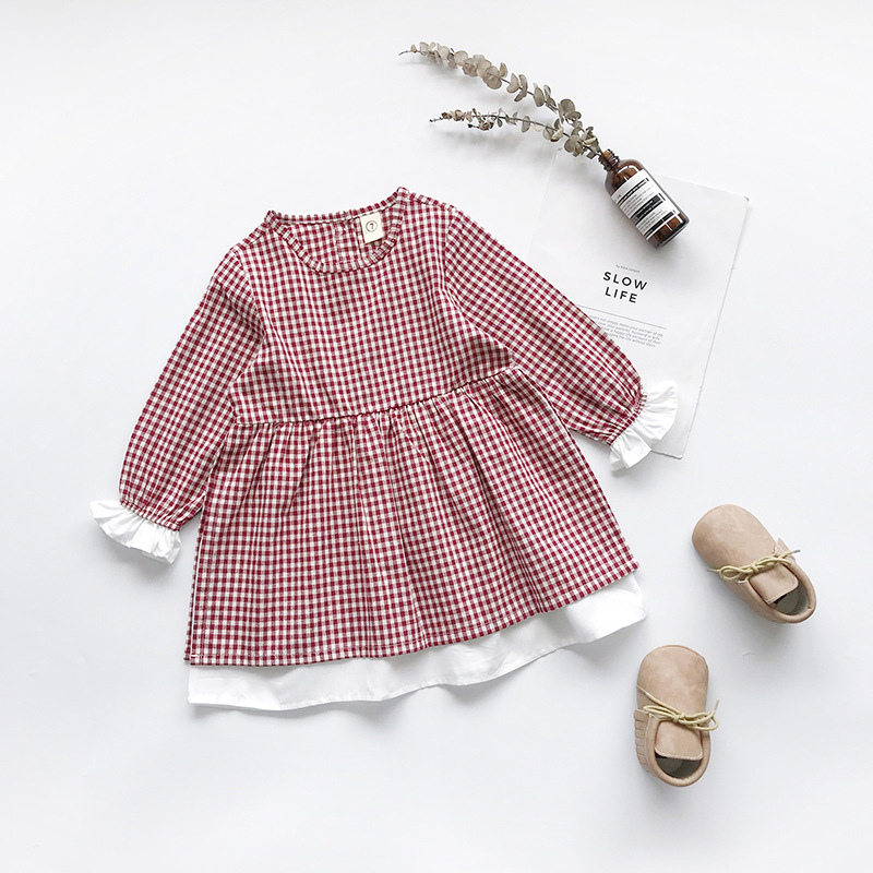 Đầm kẻ caro cho bé gái xinh xắn, 2 lớp cotton thoáng mát, hàng nhập chất đẹp, bé dùng dự tiệc, đi chơi, đi học | MV26