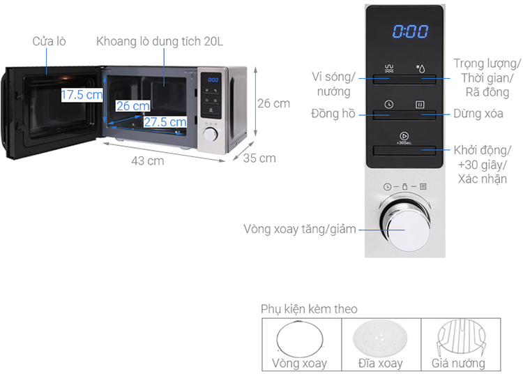 Lò vi sóng Midea MMO-20CY73 20 lít - Hàng chính hãng