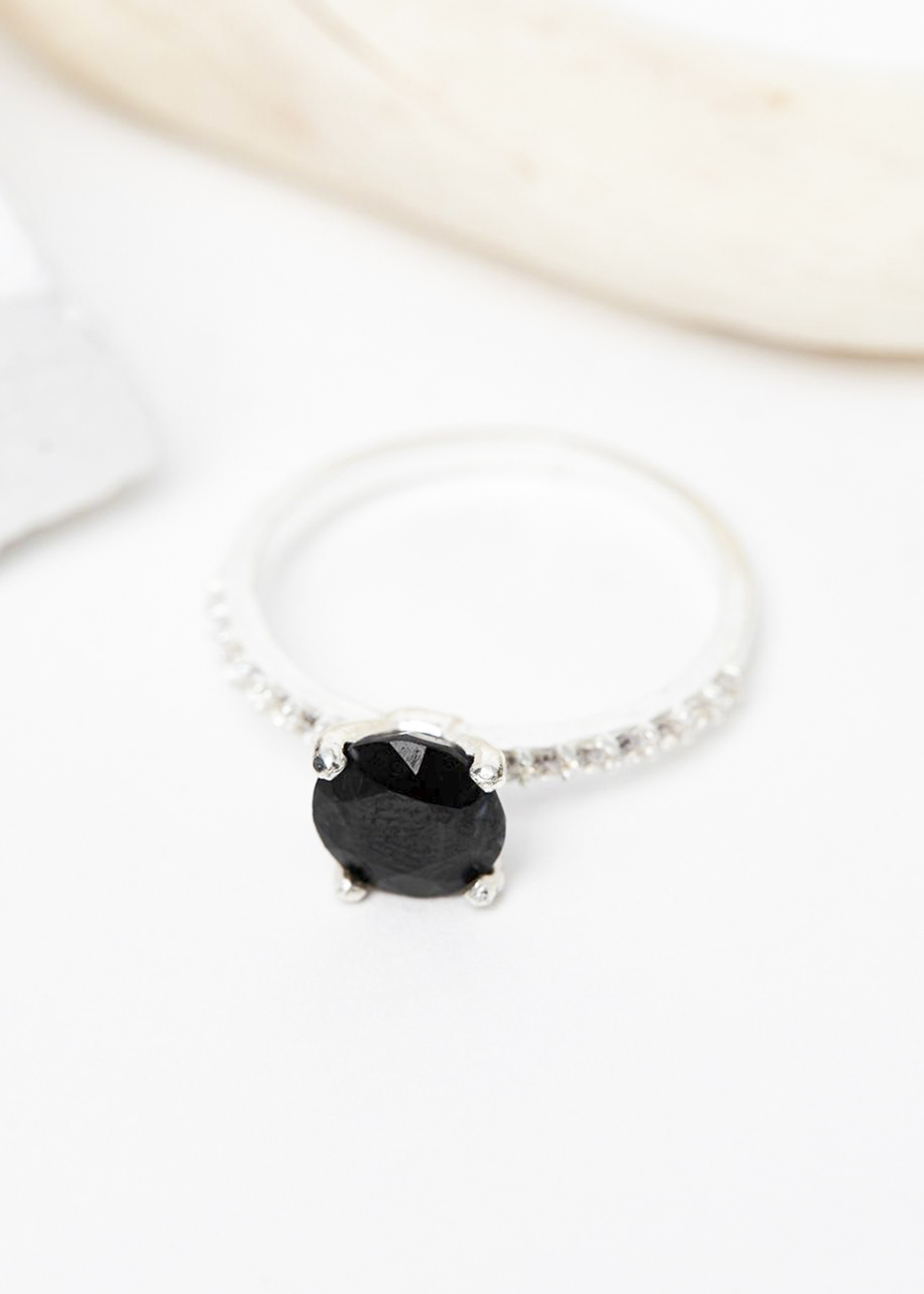 Nhẫn bạc đá sapphire xanh đen ni 17 mệnh thủy, mộc - Ngọc Quý Gemstones
