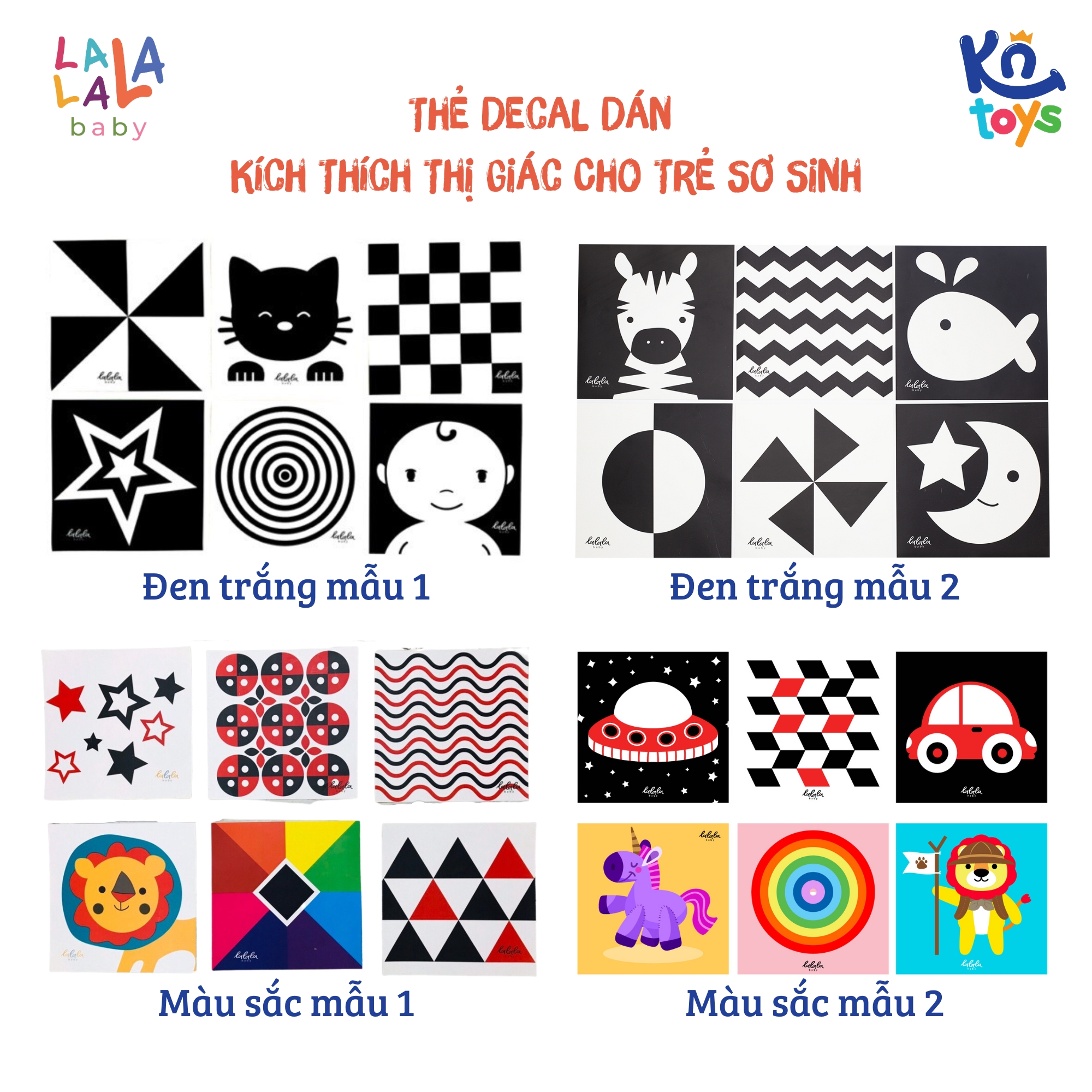 Bộ Thẻ Ziczac - Decal - Flashcard Kích Thích Thị Giác Trí Não Cho Trẻ Sơ Sinh - Lalala Baby