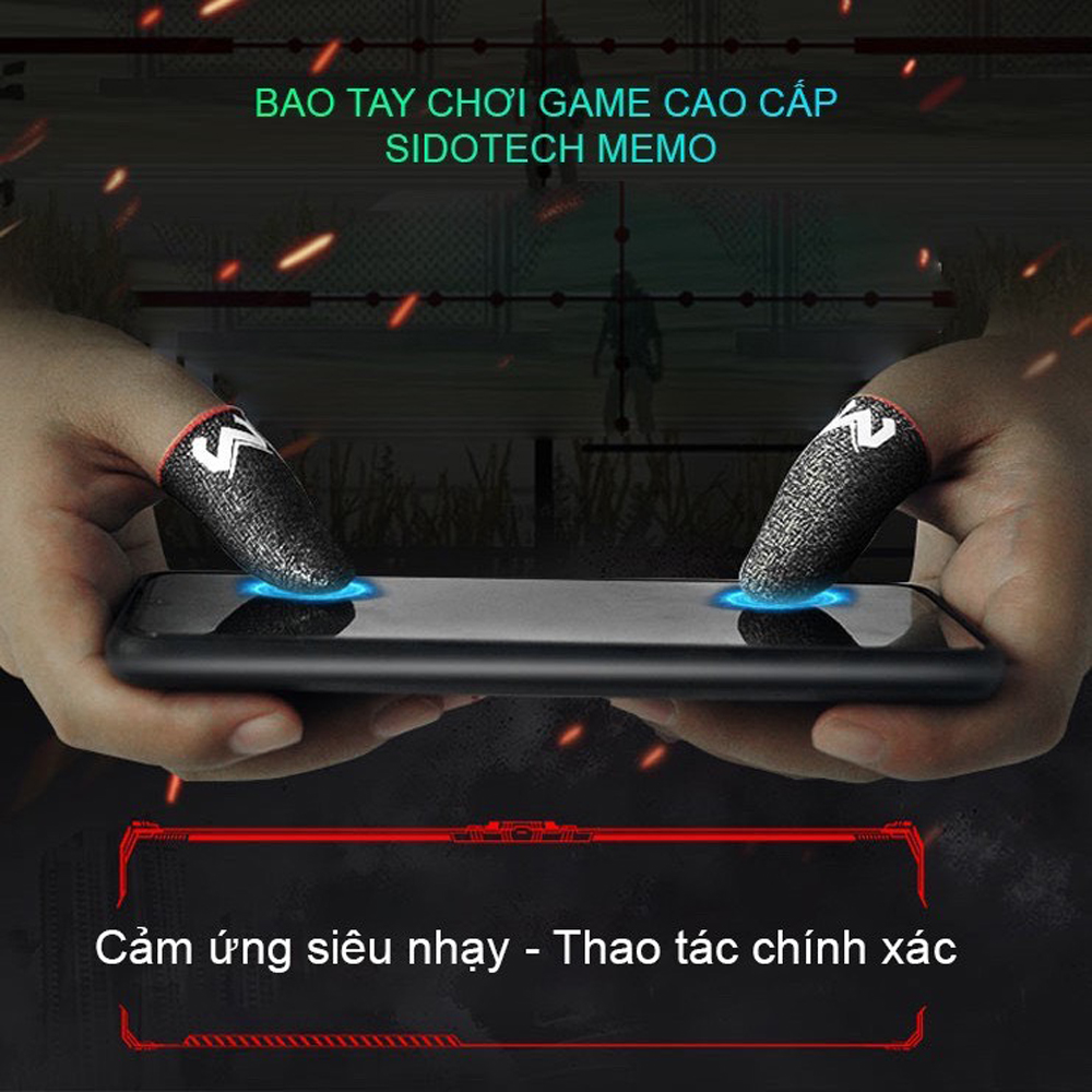 Bộ găng tay chơi game Sợi Carbon cao cấp cảm ứng bao ngón tay chống mồ hôi chống trượt 4
