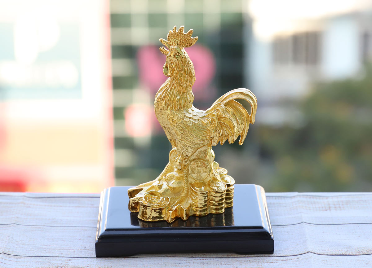 Tượng Gà Trống Phong Thủy Mạ Vàng 24K | Golden Gift Việt Nam | Tiki