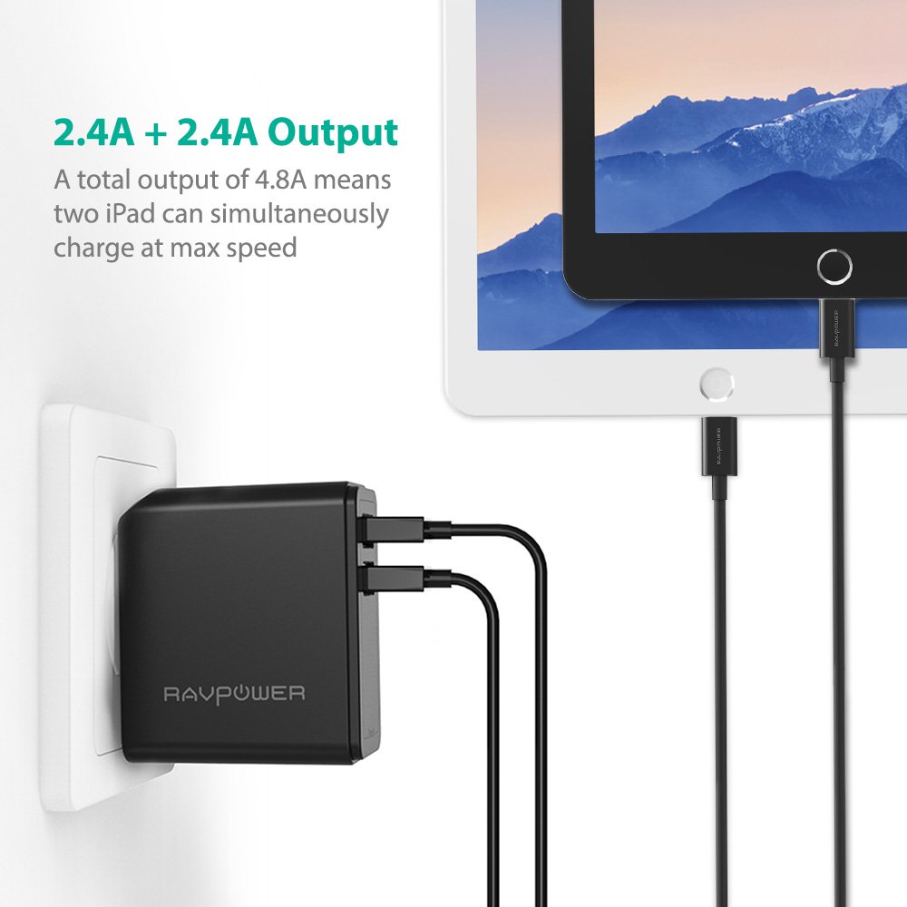 Adapter Sạc 2 Cổng 24W RAVPower RP-PC019 - Hàng Chính Hãng