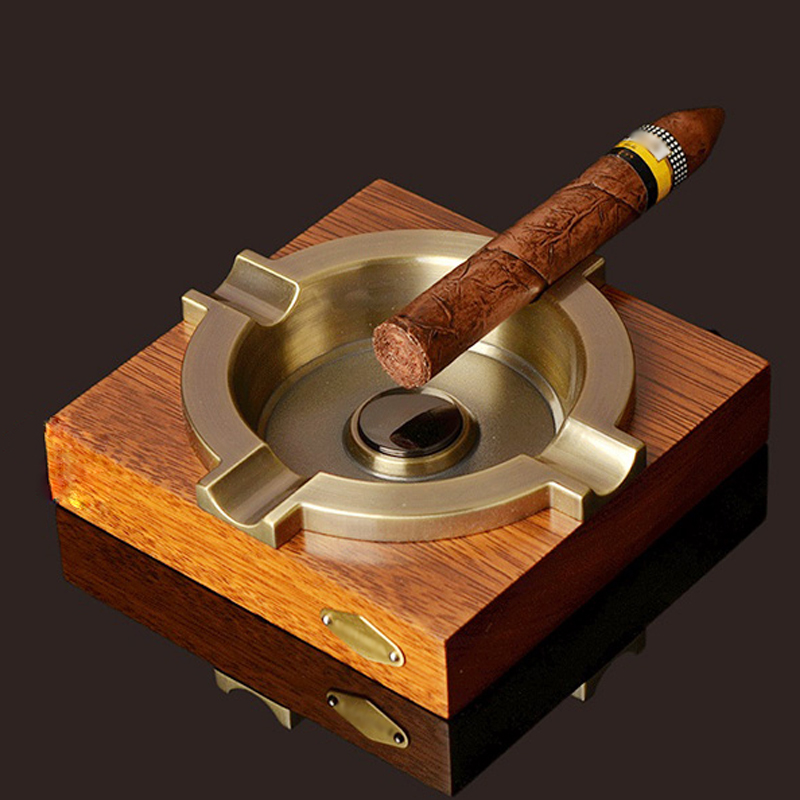 bộ sét bật lửa gạt tàn xì gà bằng đồng nguyên khối t312 5
