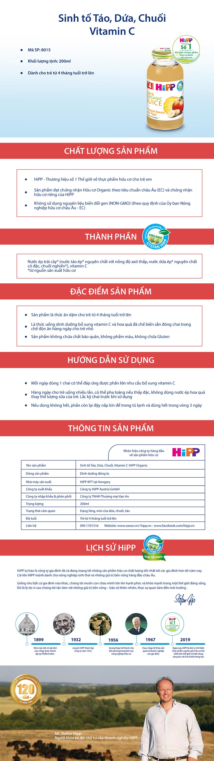 Nước Ép Hoa Quả HiPP Organic Dành Cho Trẻ Ăn Dặm - Mận Tây (0.2L)