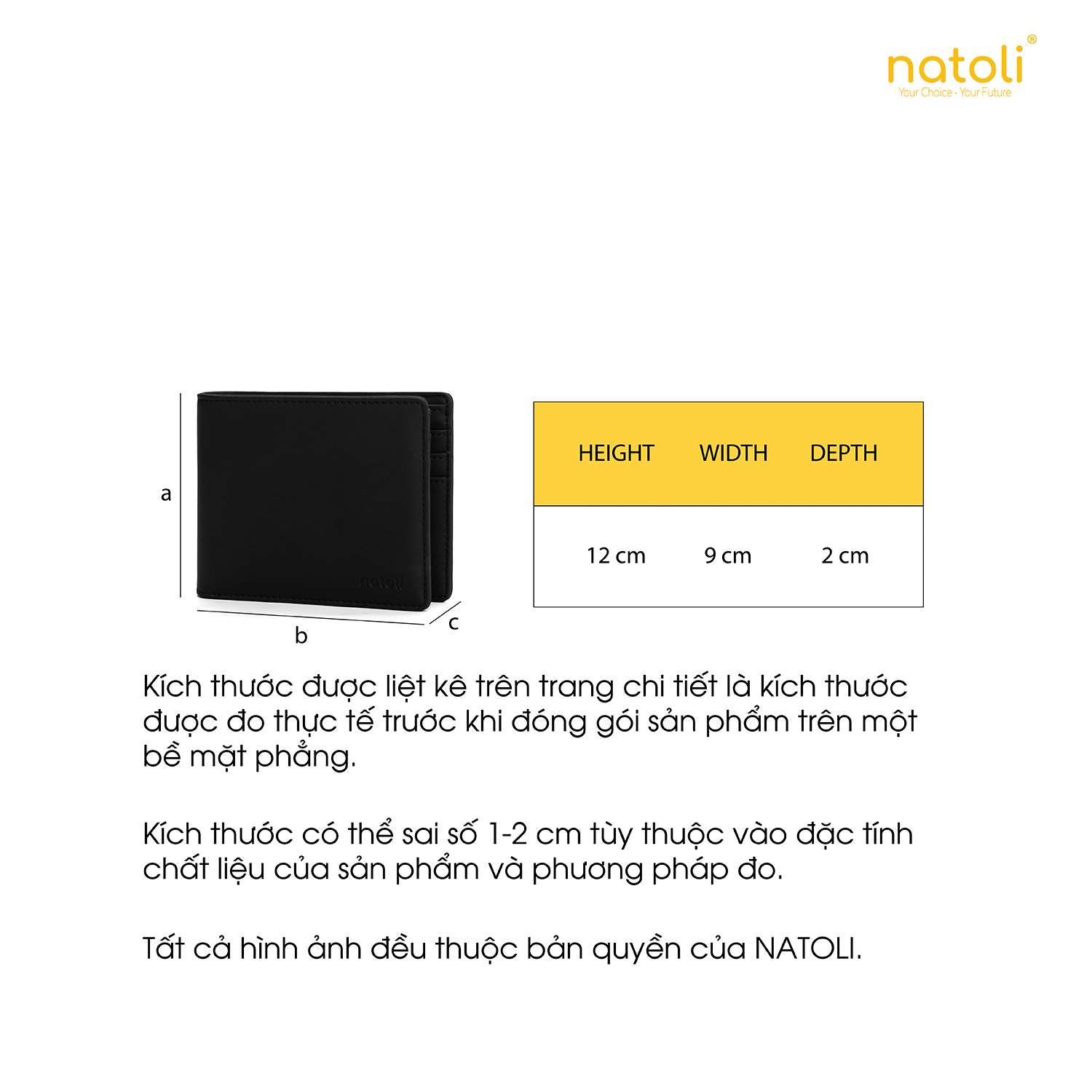 Ví da nam nữ dáng ngang NATOLI gập đôi đựng thẻ cầm tay cao cấp BST Simple Horizontal Wallet V4