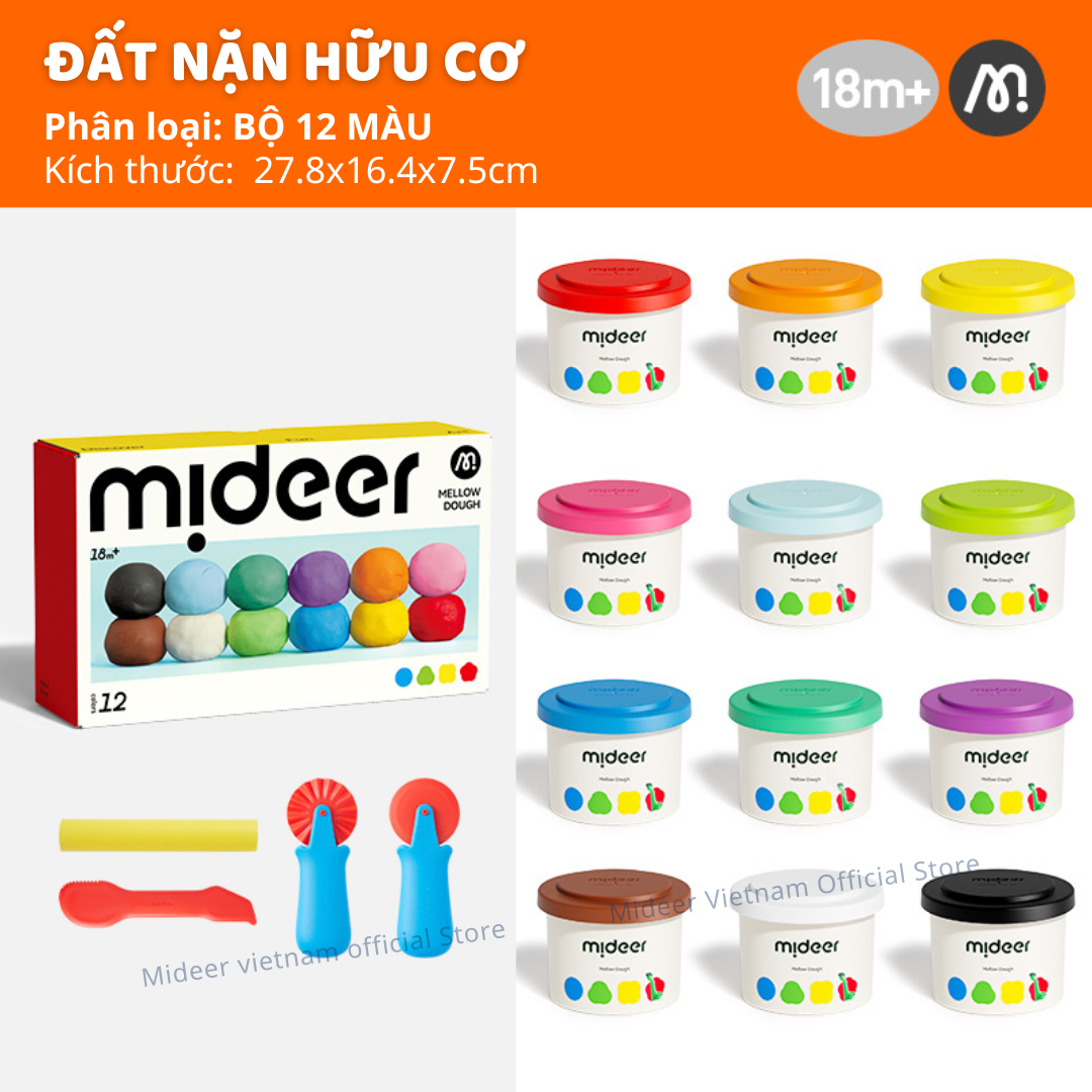 Đất nặn an toàn cho bé hữu cơ không dính tay mideer Mellow Dough Clay