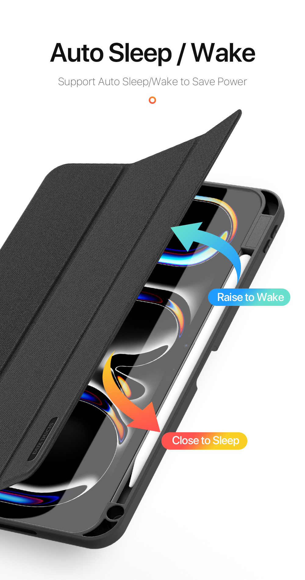 Bao da Dux Ducis Domo Series cho iPad Pro 11 inch 2024/ Pro 13 inch 2024 M4 có khe cắm bút, auto sleep/ wake_ Hàng chính hãng