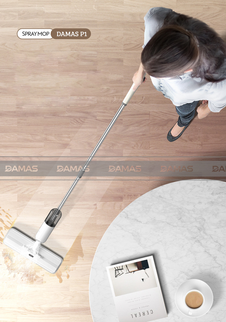 Cây Lau Nhà Phun Sương, Chổi Lau Nhà 360° Lau Sạch Khô Nhanh Cao Cấp Damas P1 Pro - Bản Lau To Giúp Lau Sạch Nhanh Chóng, Khớp Xoay 180 Độ Linh Hoạt - Thiết Kế Mới Tích Hợp Bình Chứa Dung Dịch Với Tốc Độ Phun Sương 0.1s - Hàng Chính Hãng
