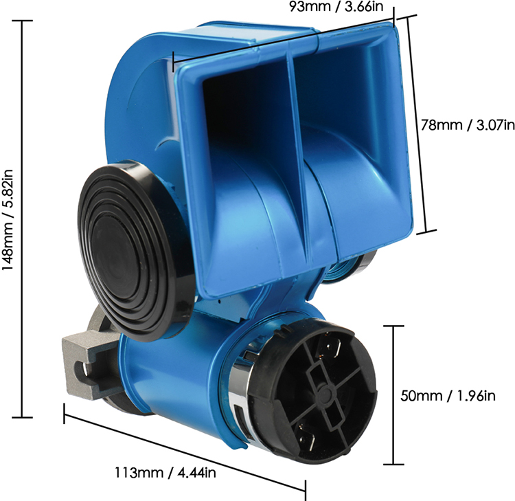 Auto Twin Dual Tone Compact Air Loud Horn 12V 150dB Compressor Truck Car Bus Van