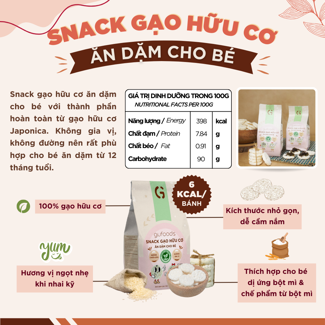 Snack gạo lứt phủ macca GUfoods - Topping siêu hạt, Giòn rụm, Thơm bùi, Giàu dinh dưỡng, Healthy, Eat clean, Thuần chay