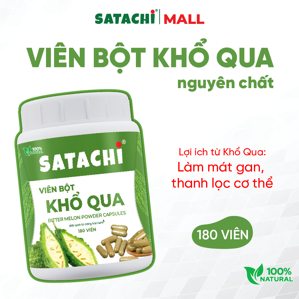 Viên Bột Khổ Qua Nguyên Chất SATACHI – 100% Từ Mướp Đắng – Dạng Viên Tiện Lợi – Hộp 180 viên