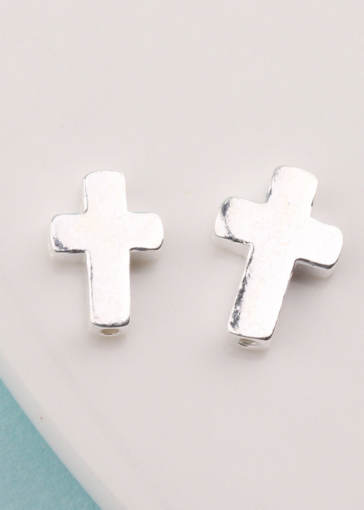Combo 2 cái charm bạc trắng hình thánh giá xỏ ngang - Ngọc Quý Gemstones