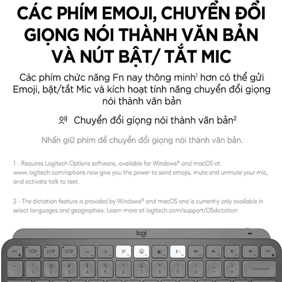 Bàn phím không dây Bluetooth Logitech MX Keys Mini - Hàng Chính Hãng