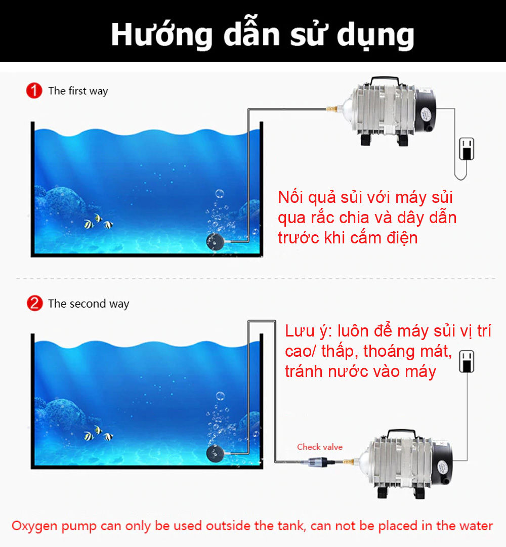 Máy Sủi Khí Oxy 6 vòi Resun ACO-004 cao cấp, công suất mạnh,siêu êm cho hồ thủy sinh, hồ cá, bể cá. Trọn bộ bao gồm máy sủi + 12m mét dây + 6 đá sủi ( quả sủi ) oxy cao cấp, mua về dùng ngay