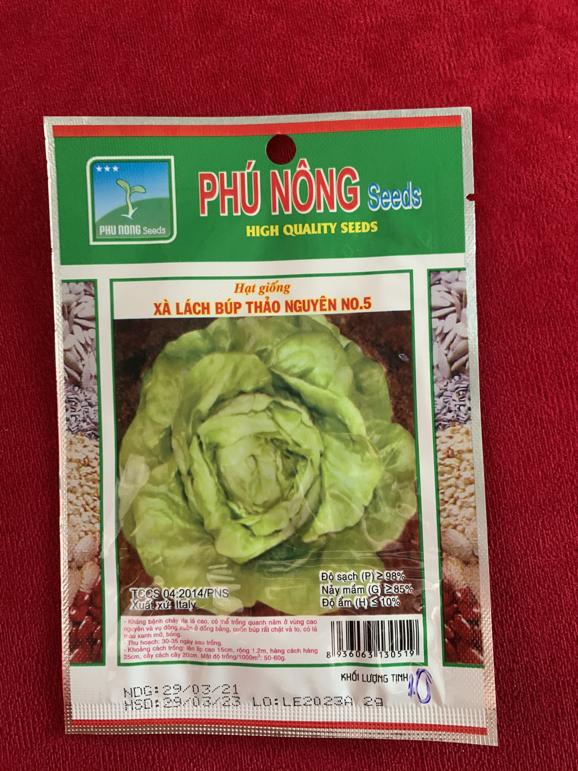 Hạt giống Phú Nông - Xà lách búp thảo nguyên NO 5 (2g/Gói)
