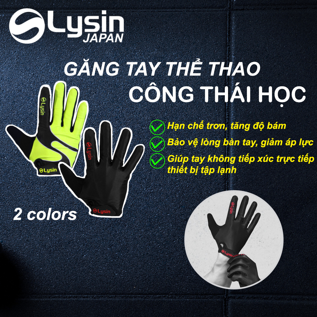 Lysin - găng tay tập gym, thể dục, xe đạp, câu cá, tập tạ, chống trượt bảo vệ lòng bàn tay chính hãng Nhật