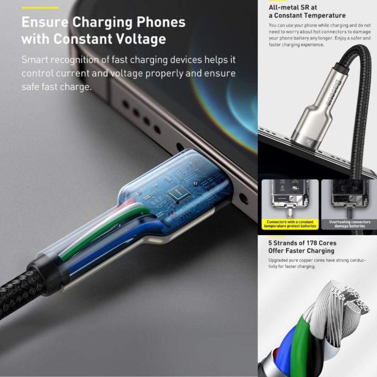 Cáp sạc Baseus Cafule series Metal data cable- CATLJK nhanh Type C to Light-ning 20W  Hàng chính hãng