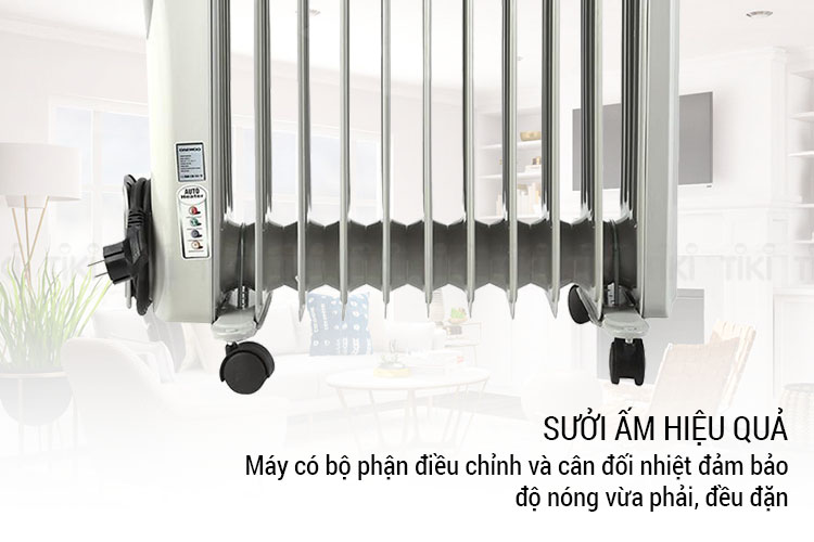 Máy sưởi dầu Daewoo 11 Thanh DWRD-811 - Hàng Chính Hãng