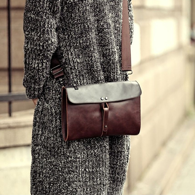 Men's Clutch Pu Leather Retro Purses & Pouches Shoulder Sling Bag Etonweag - Coffee