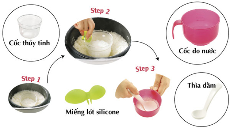 Bộ nấu cháo/cơm nát trong nồi cơm điện Richell (màu xanh)