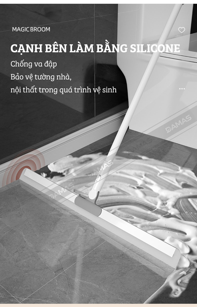 Cây Gạt Nước Sàn Nhà, Lau Kính Đa Năng 2 Trong 1 Damas C3 Pro - Chất liệu lưỡi gạt làm từ Silicone cao cấp - Tay cầm hợp kim bền đẹp, điều chỉnh độ cao linh hoạt - Lưỡi gạt xoay 360 độ giúp làm sạch mọi ngóc ngách dễ dàng, nhanh chóng, sạch bong kin kít