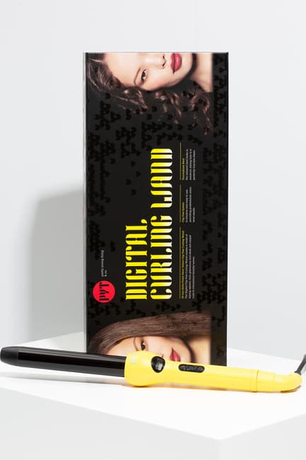 Máy Uốn Kỹ Thuật Số Bằng Sứ Phủ Tourmaline PYT Digital Curling Wand 25mm - Màu Vàng - Nhiệt Hồng Ngoại XaMàu Vàng - Tặng Kèm Găng Tay Chịu Nhiệt