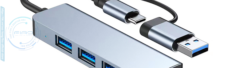 HUB Type C FIRO và HUB USB 3.0 FIRO 4 in 1 to USB 3.0, USB Type C - Bộ Chia USB 3.0 FIRO - Hub FIRO - Hàng Chính Hãng FIRO