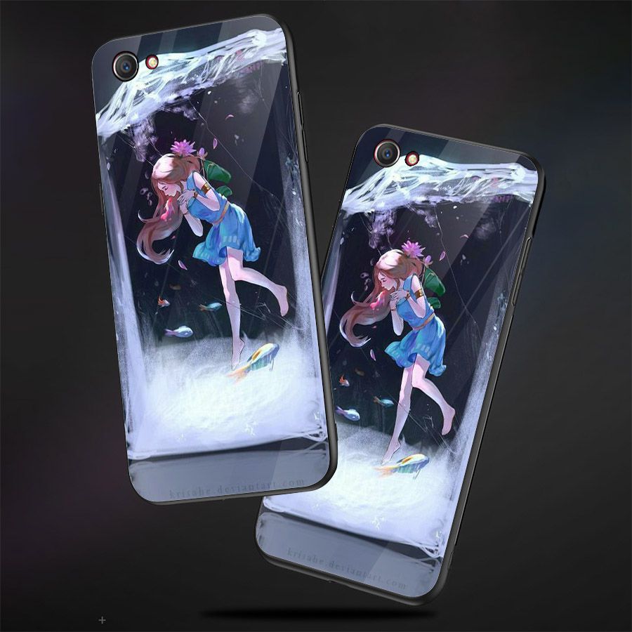 Ốp điện thoại kính cường lực cho máy Oppo A79 - Cô Bé Trong Chiếc Lọ Thủy MS CBTCL017