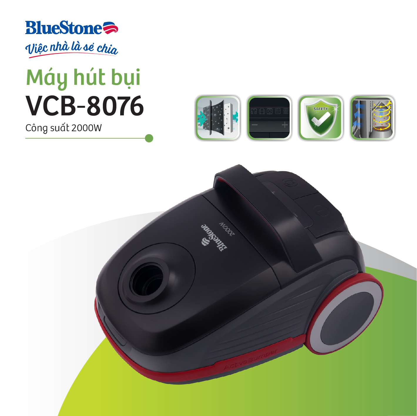 Máy hút bụi BlueStone VCB-8076 - Hàng Chính Hãng