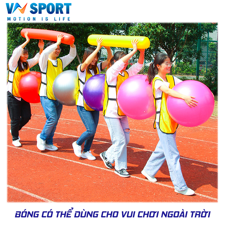 Bóng Tập Yoga Trơn Bóng VNS016, Bóng Tập Yoga 65cm Và 75cm Tặng Kèm Bơm Và Bộ Khóa Van Dự Phòng, Hàng Chính Hãng
