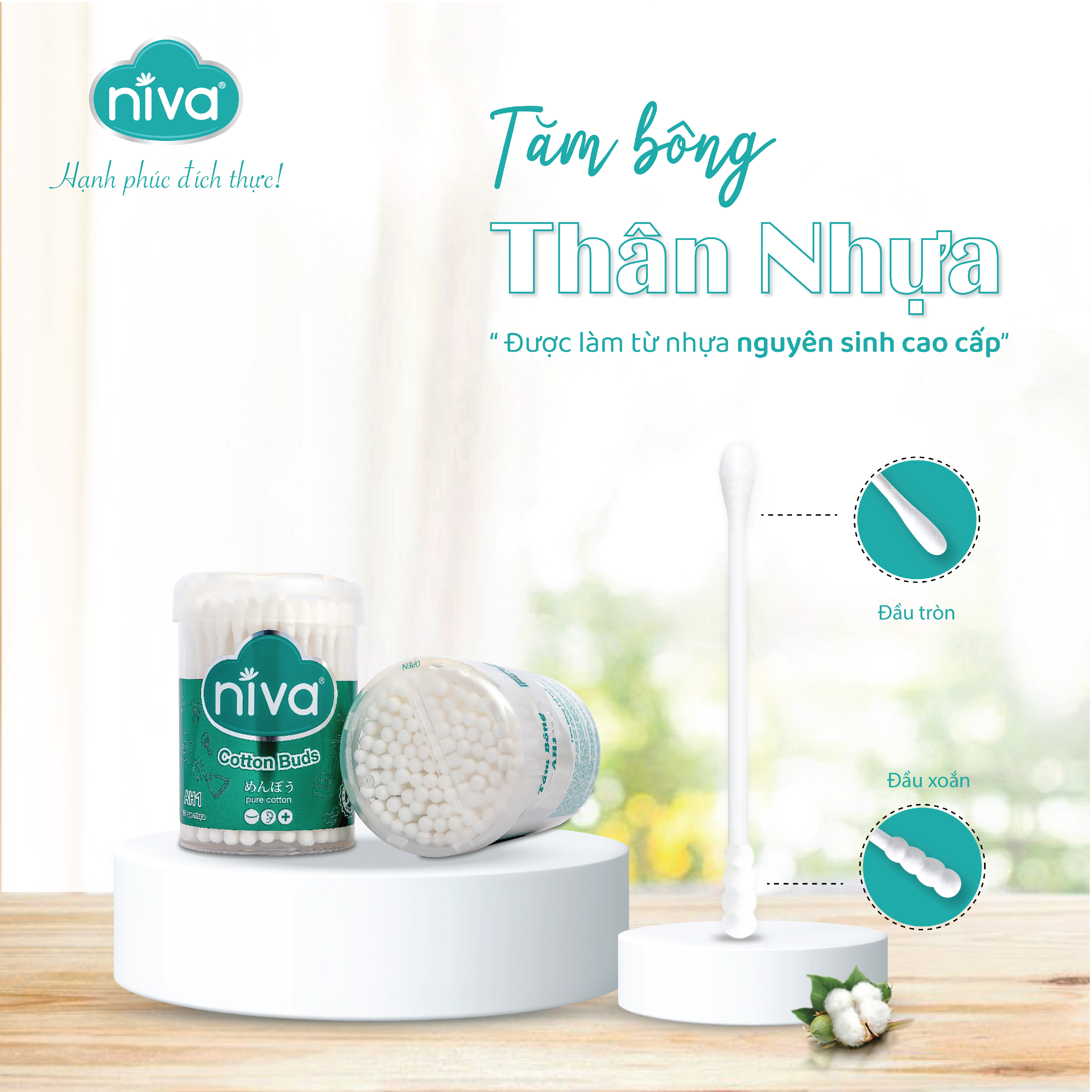 Combo 10 Tăm Bông NIVA Dành Cho Người  Lớn Hũ 100 Que Nhựa Ah1