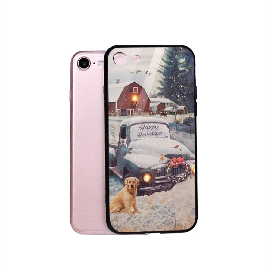 Ốp kính cường lực cho điện thoại iPhone 7 / 8 - giáng sinh đầm ấm MS GSDA007