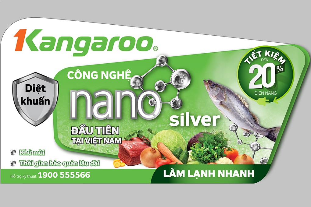 Tủ mát kháng khuẩn Kangaroo Nano cánh kính 359L KG359AT - Hàng Chính Hãng