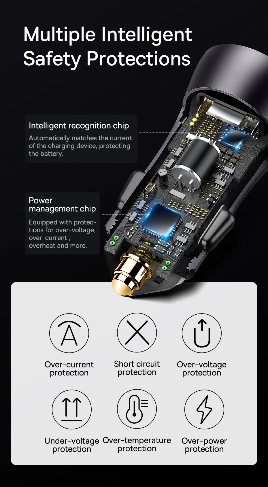 Tẩu Sạc Ô Tô Baseus Golden Contactor Max Dual Fast Charger Car Charger 60W - Hàng Chính Hãng