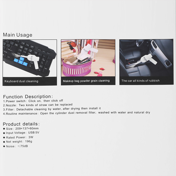 Portable Mini USB Vacuum Cleaner Computer Dust Collector Duster for Pet Car Laptop Keyboard Camera Phone