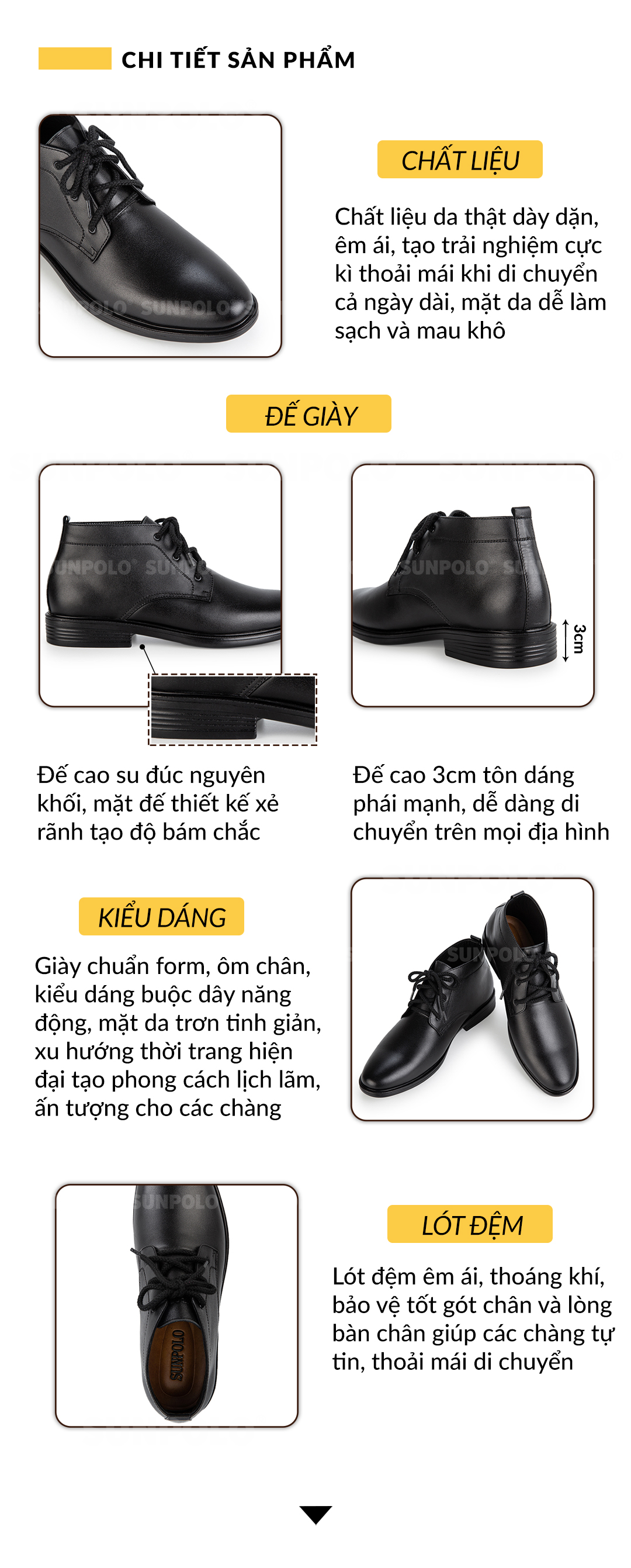 Giày Boot Nam SUNPOLO BOOT03 - Thông Tin Chi Tiết