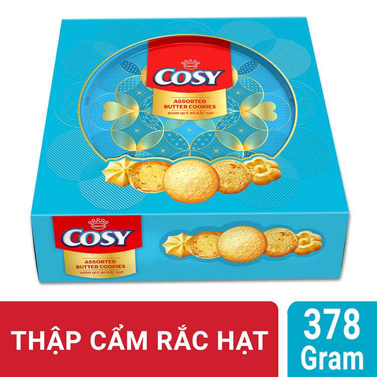Bánh Quy Bơ Thập Cẩm Cosy Rắc Hạt 378g ( Hộp Thiếc)